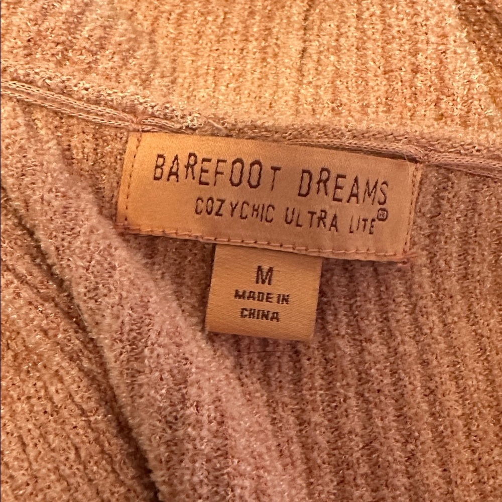 Barefoot Dreams Open Front draped Cardigan w hood, Dark Peach color Womens Med - Picture 2 of 5